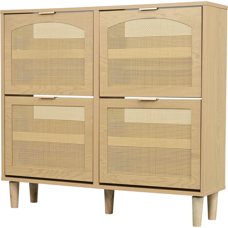 ZUBALIYA Schuhschrank 100 x 25 x 90 cm, aus Spanplatte, Helle Eiche – Bild 13