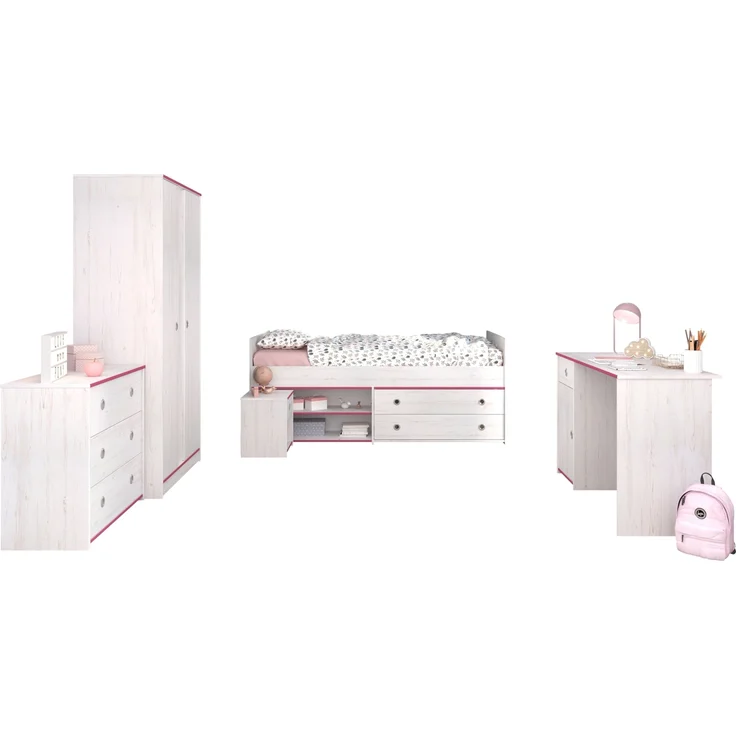 Komplettschlafzimmer >Smoozy 36< Set mit Absetzungen in Rosa oder Blau – Bild 5