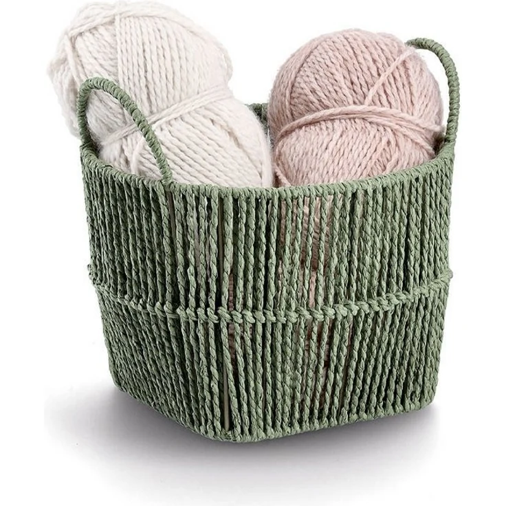 Zeller Present Aufbewahrungskorb, Papiergeflecht, salbei, ca. Ø 26 x 18 cm – Bild 2