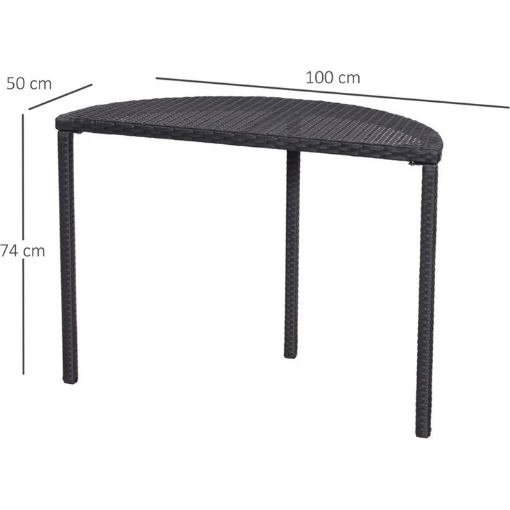 Outsunny Beistelltisch Garten Beistelltisch (Tisch, 1-St, Balkontisch), Metall Schwarz 100 x 50 x 74 cm – Bild 2