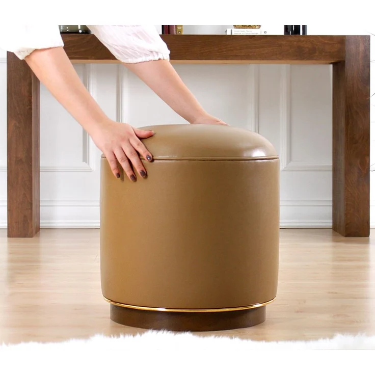 Hanah Home 'Milotte - Beige' Pouffe, Kaffee, 42 x 43 x 42 cm – Bild 3
