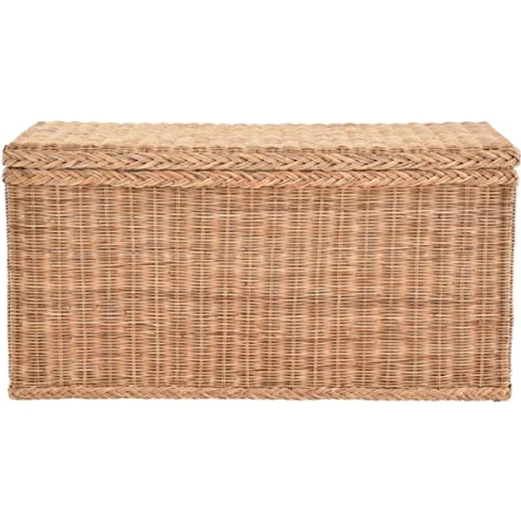 Krines Home Wäschetruhe Rattantruhe Groß Deckel Natur Rattan Truhe Aufbewahrung XL 100x50x50, Große Truhe mit viel Stauraum – Bild 4