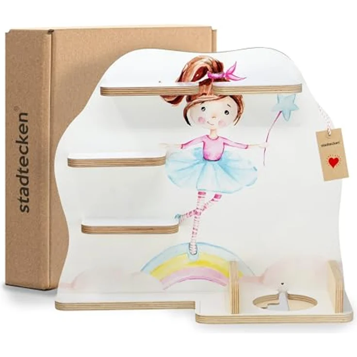 stadtecken Holzregal für Musikbox I passend für die Toniebox und ca. 35 Tonies I Perfekte Aufbewahrung im Kinderzimmer I zum Aufstellen oder Aufhängen (Ballerina) – Bild 8