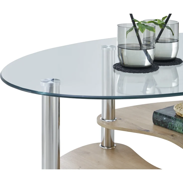 Couchtisch >PANTY< Sicherheitsglas, Ablage Artisan oder Sonoma Eiche - 42x90x55 (BxHxT) – Bild 7