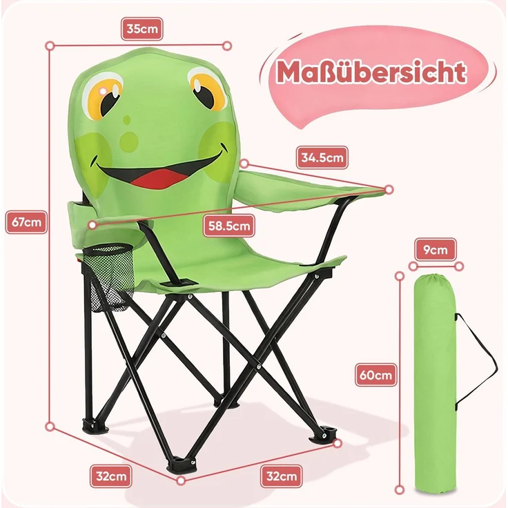 Sunula 2er Set Campingstuhl Kinder Klappstuhl Gartenstuhl Camping Kinder-Anglersessel Frosch – Bild 8