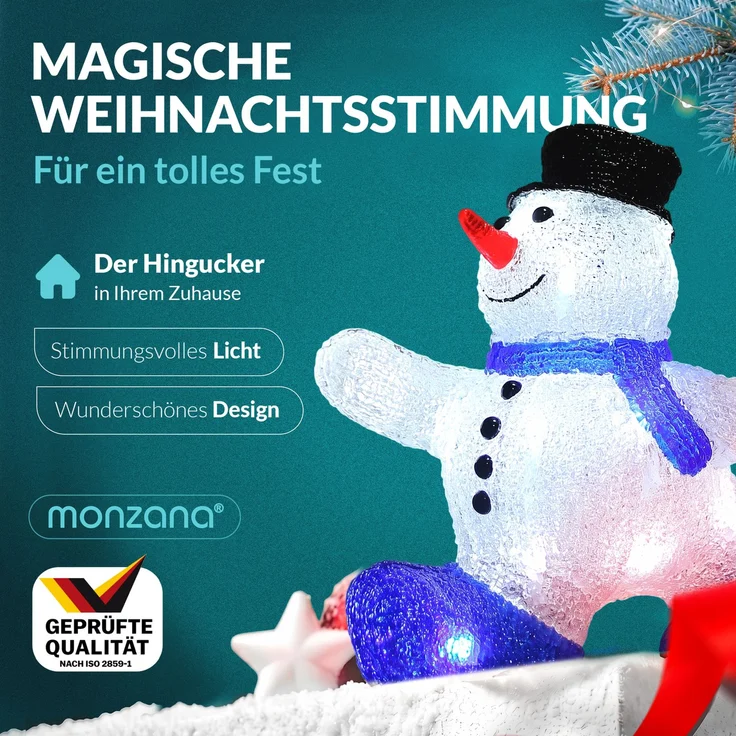 Deuba Schneemann Acryl Figur Außen beleuchtet Weihnachtsdeko Weihnachten Weihnachtsfigur – Bild 2
