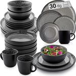 Sänger Sydney Kombiservice, 30-teiliges Geschirrset aus kratzfester Keramik in Grau, pflegeleicht für Essen & Trinken