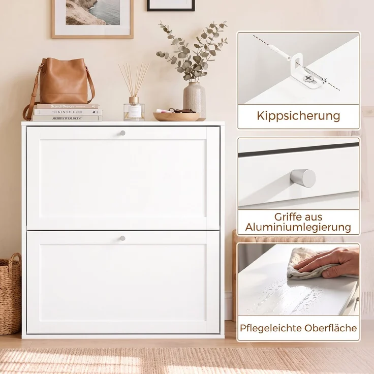 HOMCOM Schuhschrank, MDF, Weiß, 80 x 20 x 84 cm – Bild 7