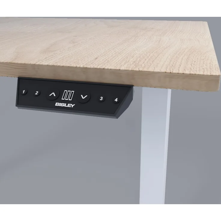 Bisley Home Tisch, Metall, Gestell 333 weiß Platte 018 Kendal Eiche, Medium