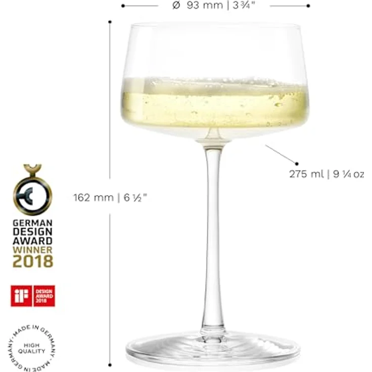 Stölzle Lausitz Champagnerschalen Power 2er-Set 275 ml – Elegante Kristallgläser ideal für Champagner, Sekt & Prosecco – Hochwertige Sektgläser aus deutscher Herstellung – Spülmaschinen- & Stoßfest – Bild 2