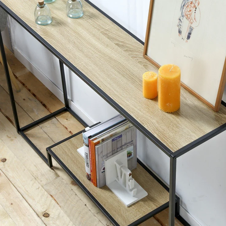Casâme Moderne Konsole mit 2 Regalebenen im Eiche Dekor L120cm - Holzdekor Eiche – Bild 4