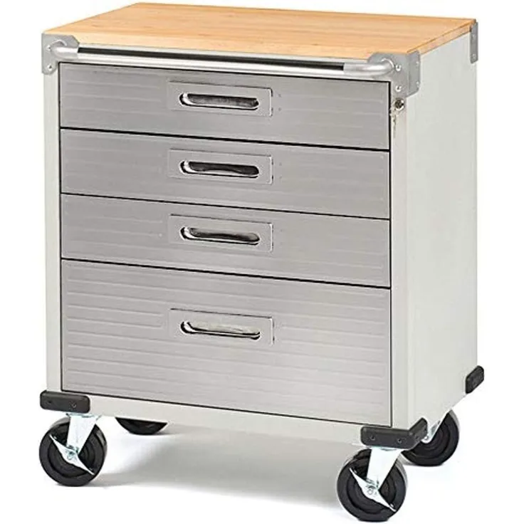 Seville Classics Werkstattwagen mit 4 Schubladen, 71.1 x 50.8 x 87.6 cm (LxBxH), grau