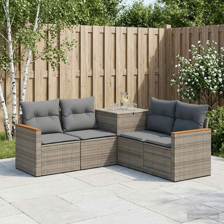 vidaXL Sofa Set 5 stk. Grau und Dunkelgrau Polyrattan und Stahl 3447936