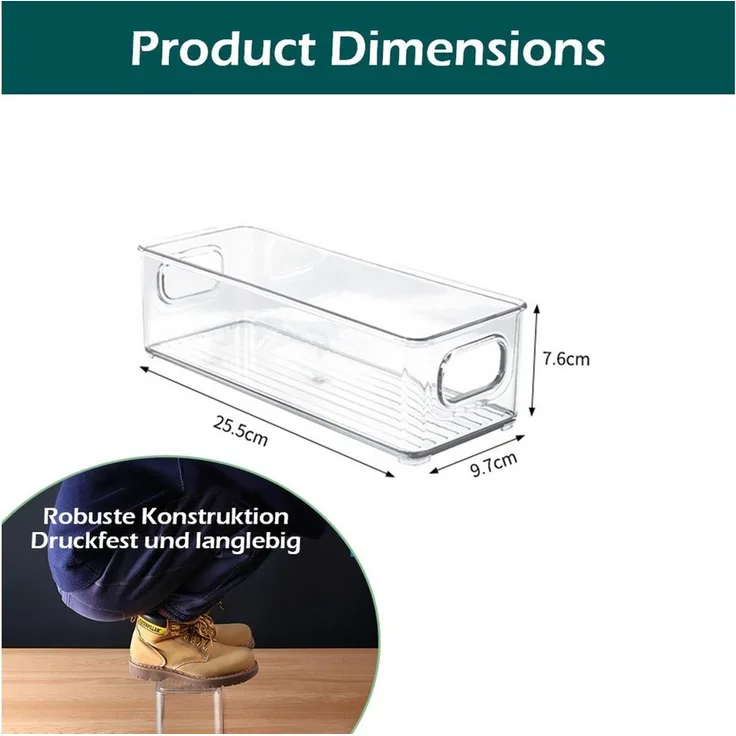 TUWENA Aufbewahrungsbox Kühlschrank Organizer Set mit Griff, Stapelbare Aufbewahrungsbox, Aufbewahrung Boxen für Küchen, Schränke, Gefrierschrank - BPA Frei