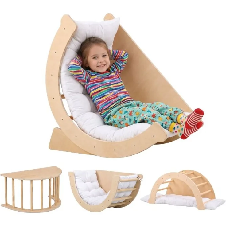 Relaxdays Kletterbogen Holz mit Kissen