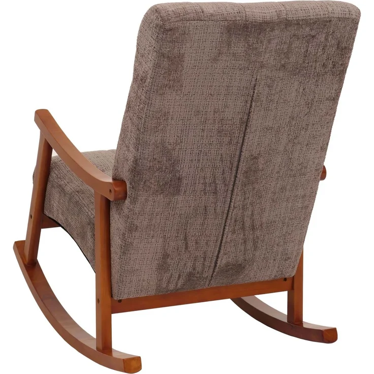 Schaukelstuhl HWC-K10, Relaxsessel, Holz FSC® Stoff/Textil Chenille (465g/m²) ~ braun, Gestell Walnuss-Optik – Bild 6