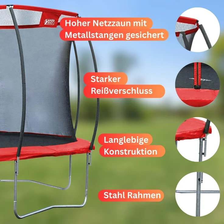Best Sporting Gartentrampolin 57142 Superstar Red, Ø 426 cm, mit Netz – Bild 3