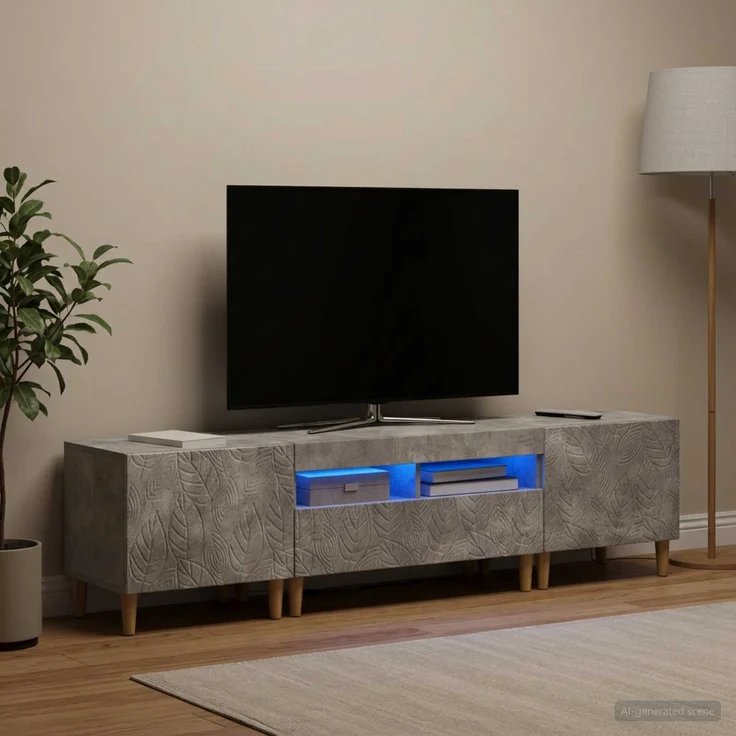 vidaXL 3-teiliges LED TV Regal DELFT Betongrau Holzwerkstoff 3416761 – Bild 1