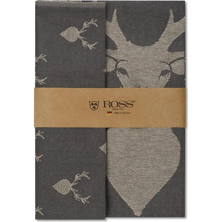 ROSS Geschirrtuch 2er-Set Hirsch + Hirsch, allover, (Set, 2-tlg, 2er-Set) – Bild 3