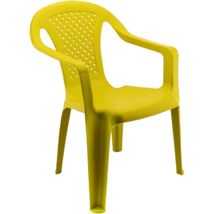 KHG Kinderstuhl mit Armlehne Gelb, Gartenstuhl, Sessel für Kinder mit 27 cm Sitzhöhe | aus Kunststoff stapelbar, kippsicher, wetterbeständig | Sitzgelegenheit für Innen- und Außenbereich