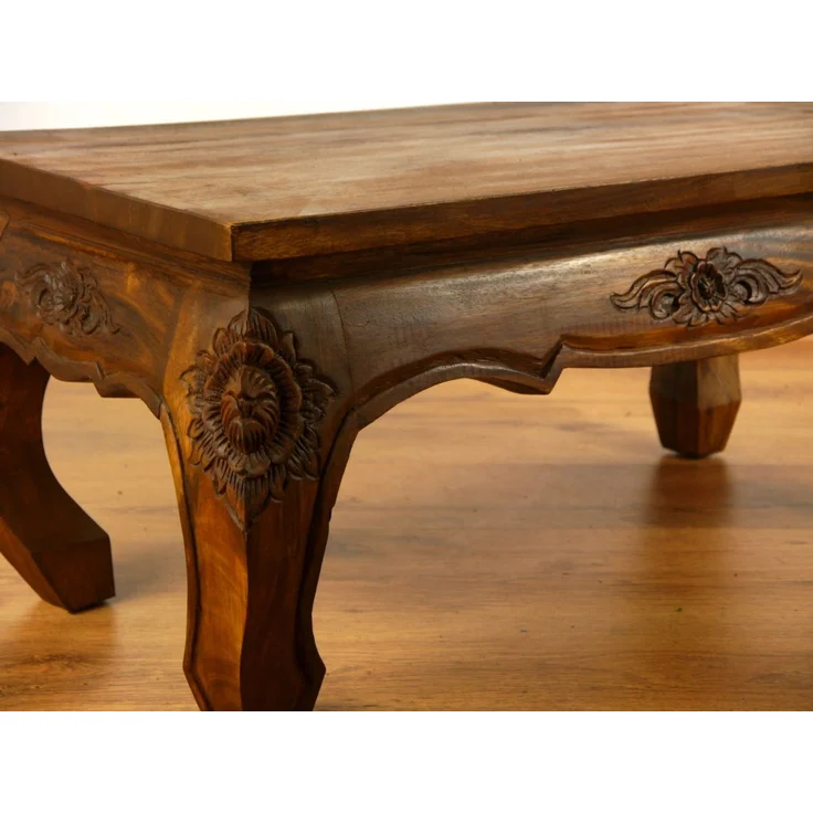livasia Opiumtisch livasia Opiumtisch, Couchtisch mit Schnitzerei, Akazie 80x40x35cm – Bild 2