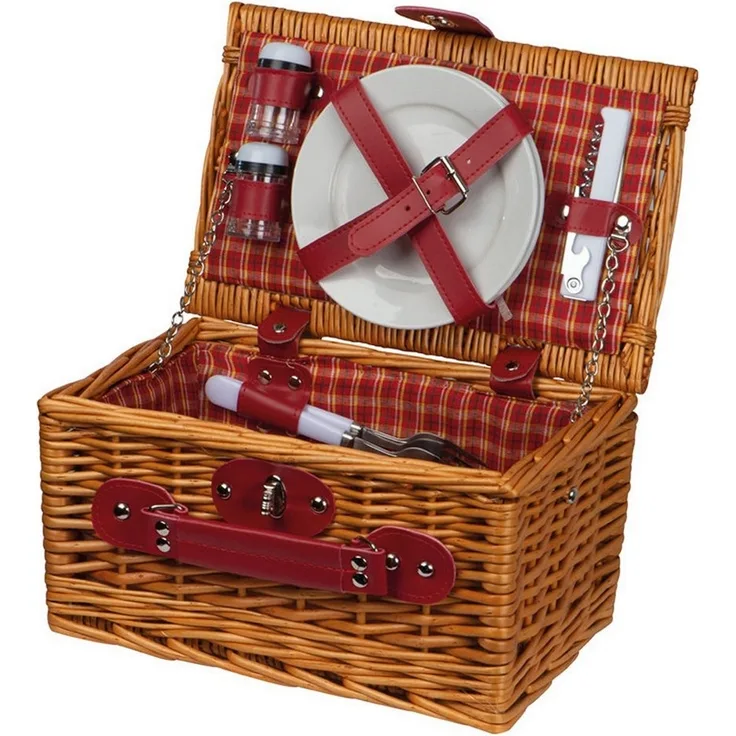 Macma Picknickkorb Picknickkorb für 2 Personen / mit Besteck,Saz+Pfefferstreuer,Kellnerme