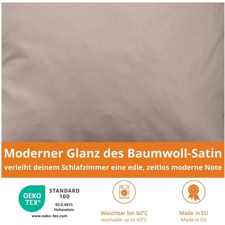 sleepling Bettwäsche Satin Wendebettbezug, Satin, glänzender Satin-Look – Bild 3