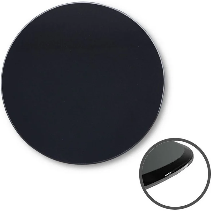 HOOZ Tischplatte aus Glas Ø 90x0,6 cm oder als Funkenschutzplatte für den Kamin (schwarzes Glas, 1 St, ESG-Sicherheitsglas), mit hochwertigem Facettenschliff