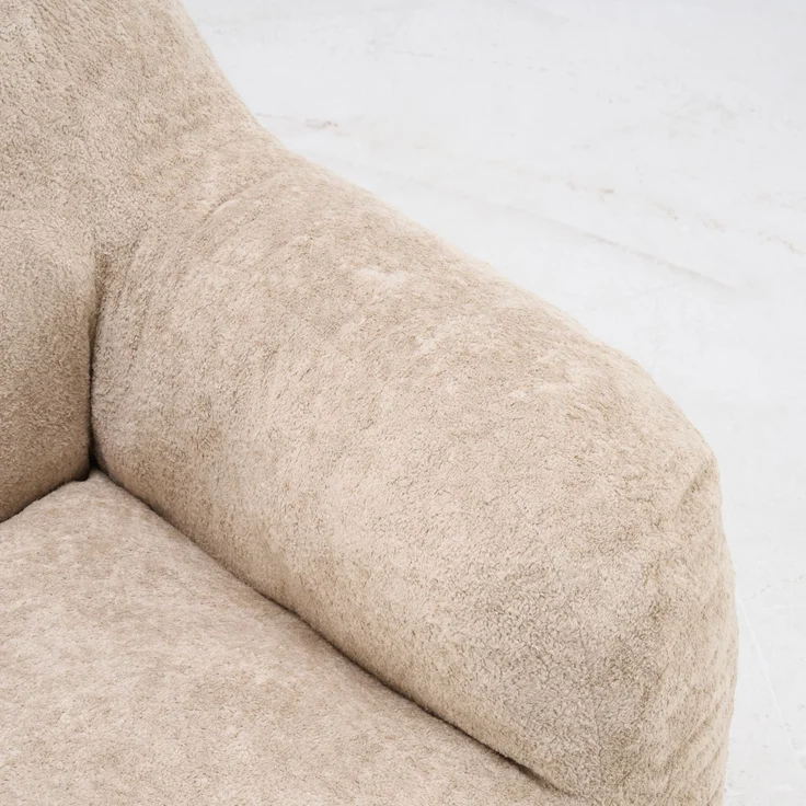 Sitzsack-Sessel mit Kunstfellbezug, Armlehnen und Schaumstoffflocken, weicher Lesesitz ohne Montage für Wohn- und Schlafzimmer, Beige – Bild 17