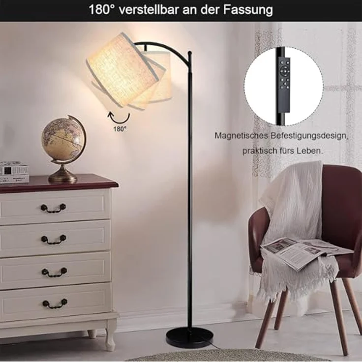 ROTTOGOON Stehlampe für Wohnzimmer 4 Farbtemperaturen LED-Stehlampe mit Fernbedienung und Fußschalter LED-Lampe im Lieferumfang enthalten Moderne Stehleuchte für Schlafzimmer Arbeitszimmer Büro – Bild 4