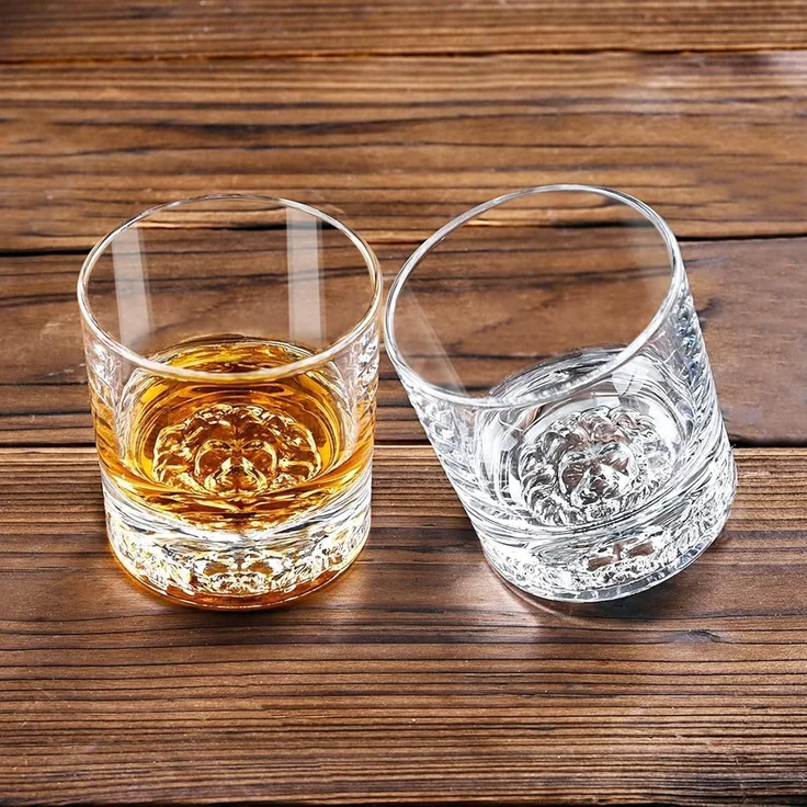 Whisky Gläser Löwenmuster Tumbler Set Rum Gläser 300ml 2er Pack – Bild 5
