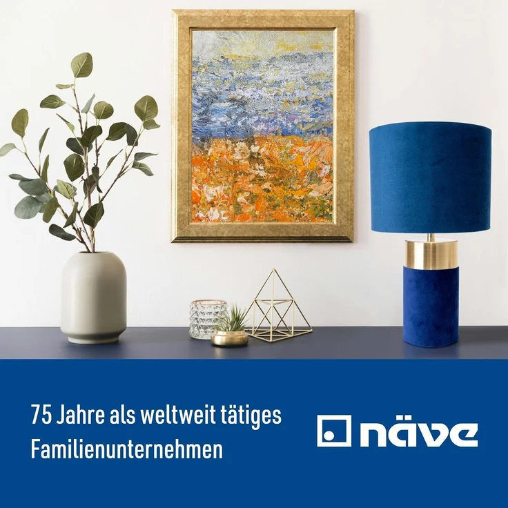 näve Tischleuchte Bordo, ohne Leuchtmittel, 1xE14, Textilschirm blau, Fuß blau gold, Höhe 32cm, Zuleitung 150cm – Bild 7