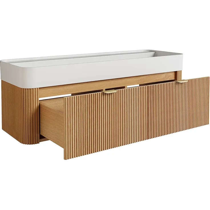 Vente-unique - BULMAS Waschbeckenmöbel Holz, Platte Beige - B 41 cm x H 42 cm x L 120 cm – Bild 5