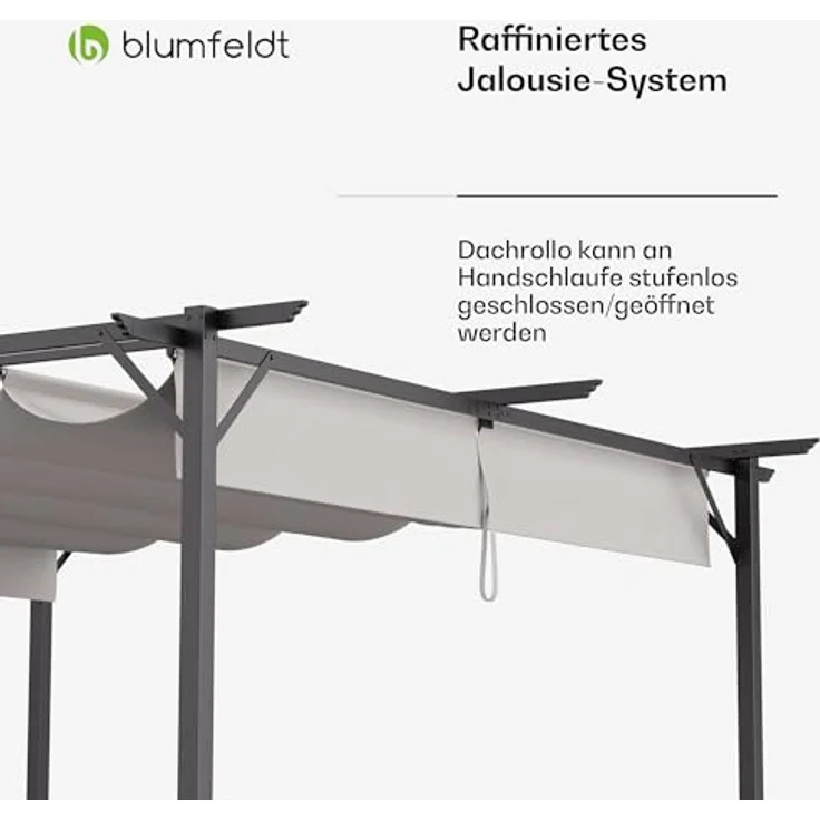 Blumfeldt Pavillon 3x3, Wetterfestes Polyesterdach, Pulverbeschichteter Stahlrahmen, Wasserdicht, Einfache Montage, Ganzjährig Nutzbar – Bild 4