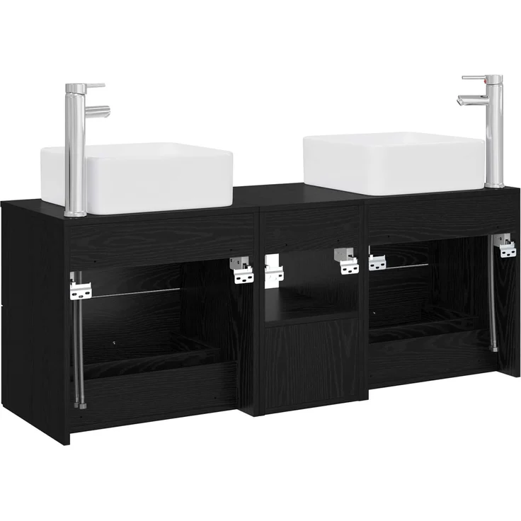 vidaXL Badezimmerschrank-Set 3 stk. Schwarze Eiche 129 x 41 x 80 cm 3405820 – Bild 8