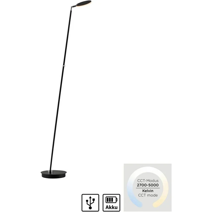 Paul Neuhaus LED Stehlampe AKKU BENTE, Farbsteuerung, LED fest integriert, warmweiß - kaltweiß, Tastdimmer, CCT 2700-5000K, Memory, Akku betrieben, flexibel – Bild 3