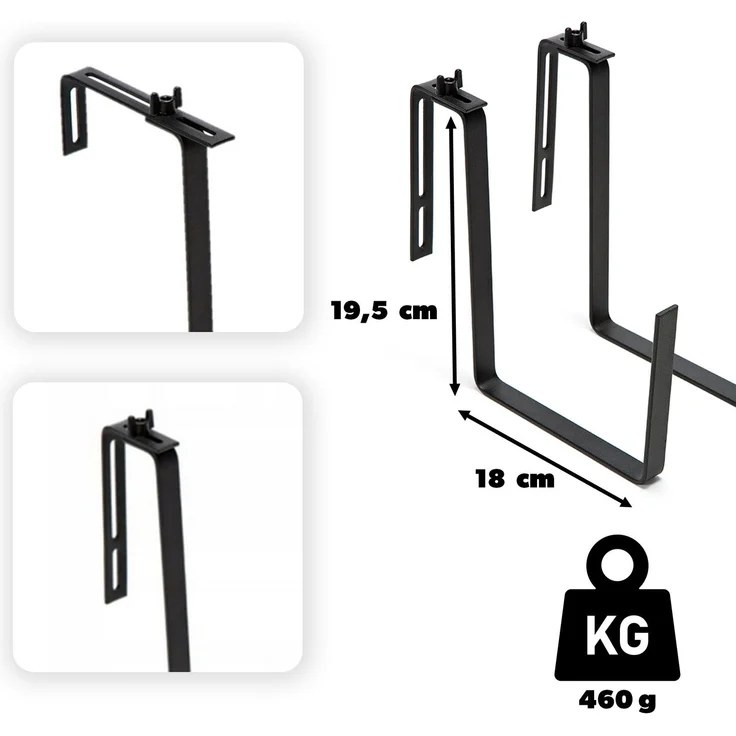 KADAX Blumentopf Balkonkastengriffe 19x56cm Schwarz – Bild 6