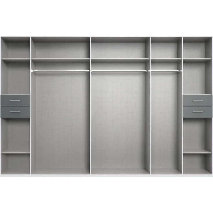 Drehtürenschrank Kleiderschrank 313cm Passepartout Spiegel Sand Grau mit Grafit – Bild 2