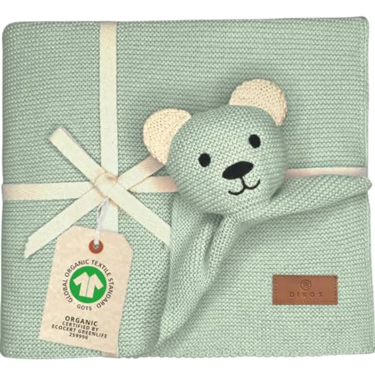Babydecke DIKOS® Babydecke SCHMUSE-Bär Baby Geschenk Mädchen Junge Geschenkset, DIKOS, Geschenk zur Geburt, PREMIUM Qualität, 100 % BIO Baumwolle, nachhaltig – Bild 2