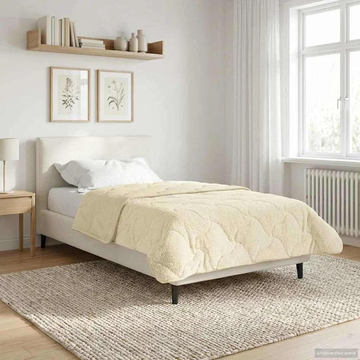 vidaXL Winterbettdecke Creme 140 x 200 cm Mikrofaser und Teddy-Fleece 42026362 – Bild 1