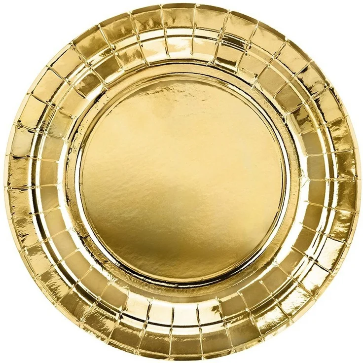 partydeco Pappteller, Pappteller rund 18cm gold 6er Set – Bild 1