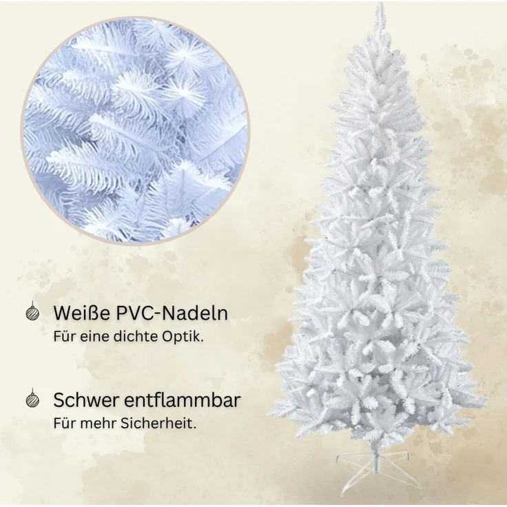 HXT 1015 Weiß 240 cm künstlicher Weihnachtsbaum inkl. Metallständer, schwer entflammbar – Bild 2