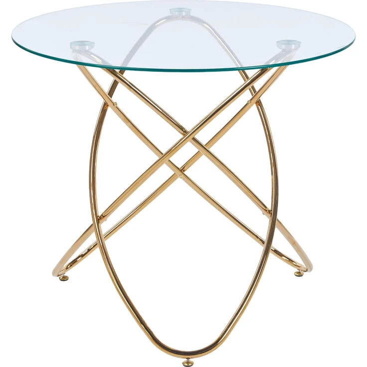 Esstisch aus Glas und Metall, golden,75*80*80 cm – Bild 2