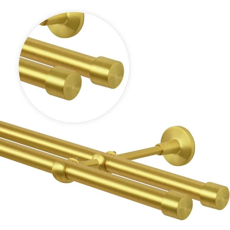 MDEKOR Gardinenstange Vorhangstange 19mm, 2-läufig, 2-läufig Wandmontage, 120 cm Messing Gold – Bild 3