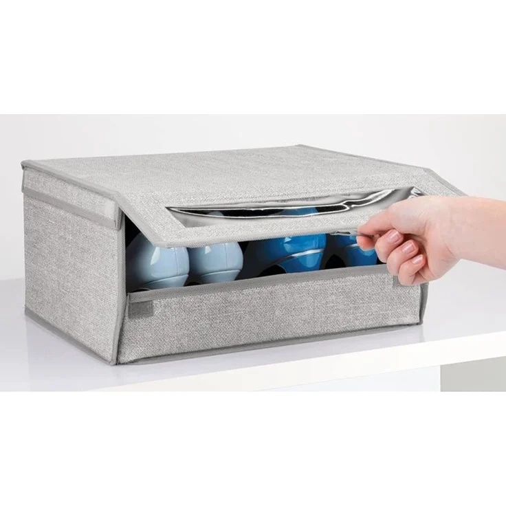 4er-Set Schuhaufbewahrung aus Stoff mDesign stapelbare Schuhbox grau – Bild 7
