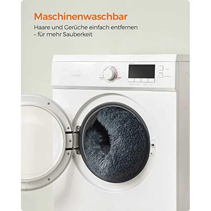 Feandrea Hundebett, Hundekissen, Flauschige Hundematte, Langer Plüsch, 80x50 cm, weiche Polsterung, maschinenwaschbar, multifunktional, dunkelgrau PGW201G02 – Bild 8