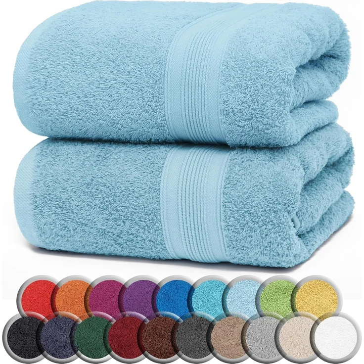 NatureMark 2er Pack SAUNATÜCHER Premium Qualität 80x200 cm SAUNATUCH Sauna-Handtuch 100% Baumwolle Farbe: Hell Blau