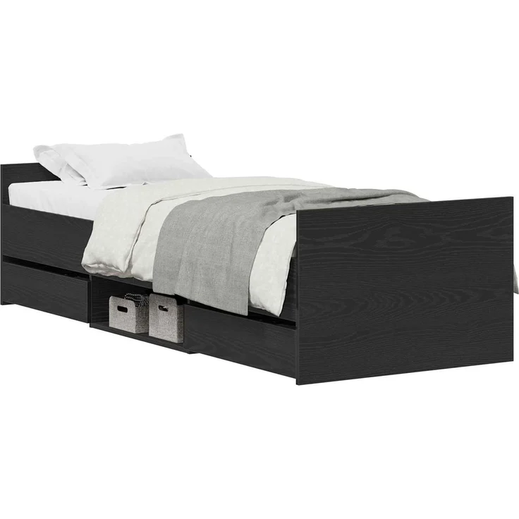 vidaXL Bettrahmen Schwarz Eichen-Optik 193 x 78 x 50 cm Holzwerkstoff 3329308 – Bild 2