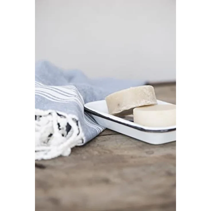 Ib Laursen - Seifenschale 2-teilig mit Ablaufschale Emaille Weiß 0447-11 Vintage – Bild 2