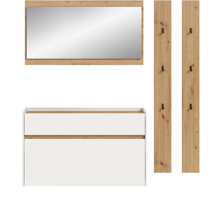 Garderobenkombination B/H/T: 192x172x32 cm in weiß Nachbildung und Artisan Oak Nachbildung – Bild 2